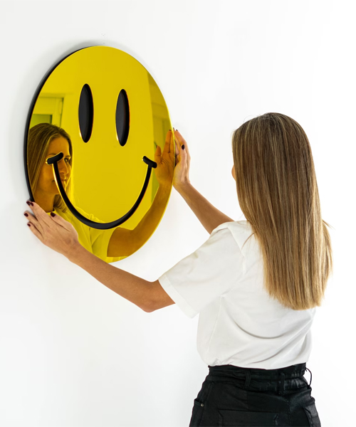 Happy Face 3D Mirror Wall Art
